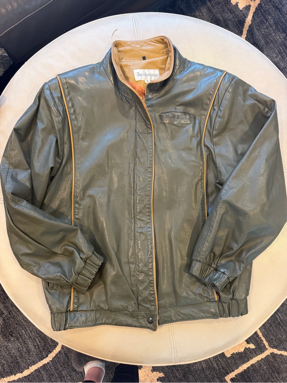 VTG Green Leather Jacket by Jacobson’s. Rare and Unique
